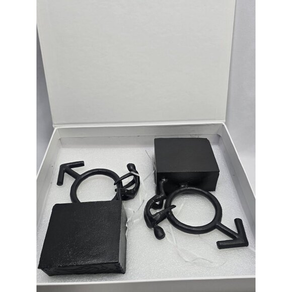 Tiny Purple Seahorse LGBTQIA+ Cast Iron Male With Symbols Book Ends- Set Of 2 - Picture 11 of 14